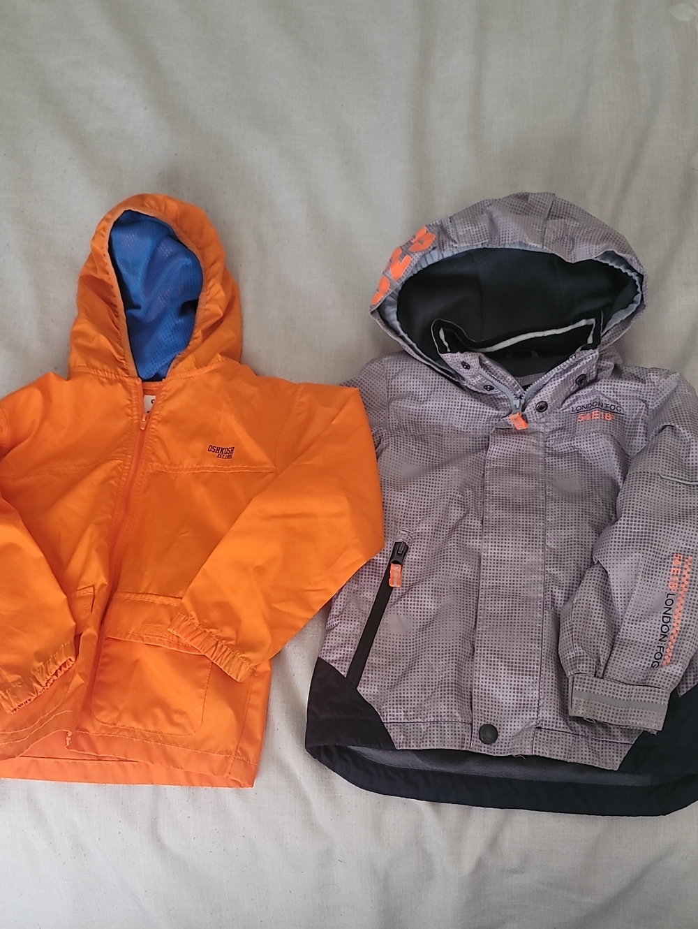 London Fog Kids Rain Jacket w/ Oshkosh Orange Windbreaker, Size 5
